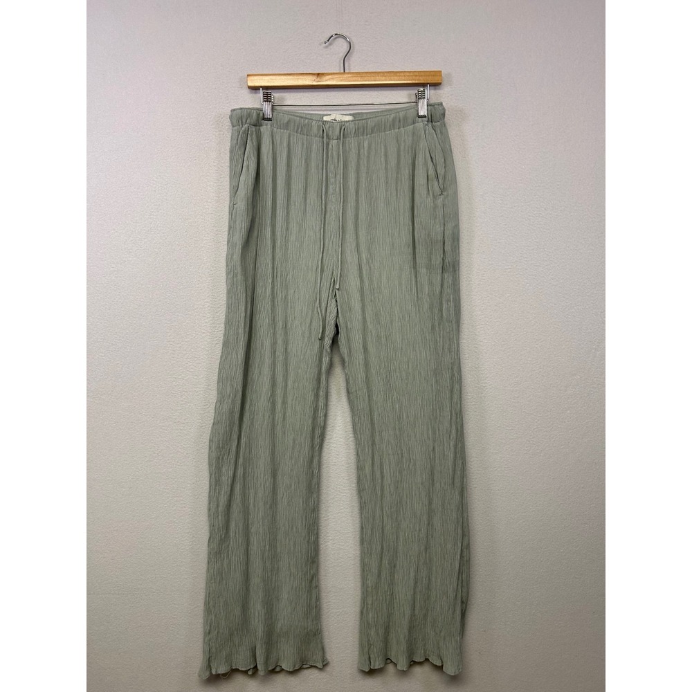 Abercrombie‎ & Fitch Coastal Boho Womens Medium Sage Green Wide Leg Plisse Pants